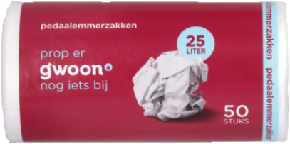 Afvalzak Pedaal G'woon 25 liter 1rl/50zk